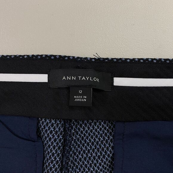Ann Taylor Dress Pants Womens 12 Navy Blue Swiss Dot Ankle Stretch Career 36x28 - Picture 5 of 11